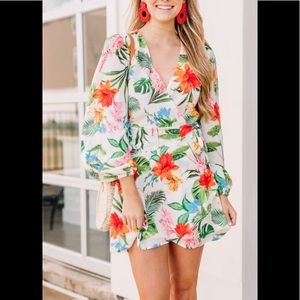 Jealous Tomato Tropical Wrap Dress - L